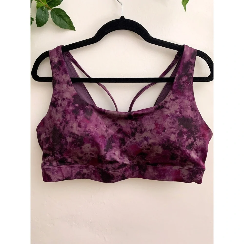 Athleta Exhale Printed Purple‎ Tie Dye Bra